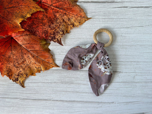 Cotton & Bamboo Baby Teething Rattle - Leopard Print Pumpkins