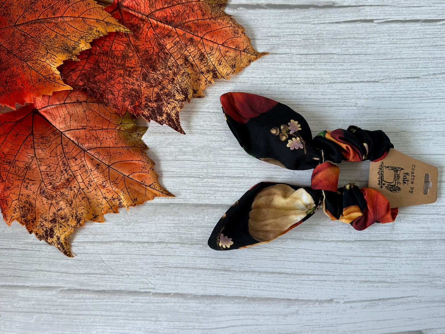 Cotton Scrunchie with tails - Black Pumpkins