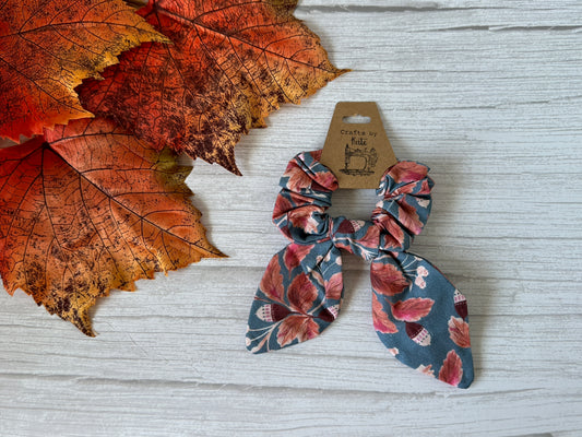 Cotton Scrunchie with tails - Blue Woodland