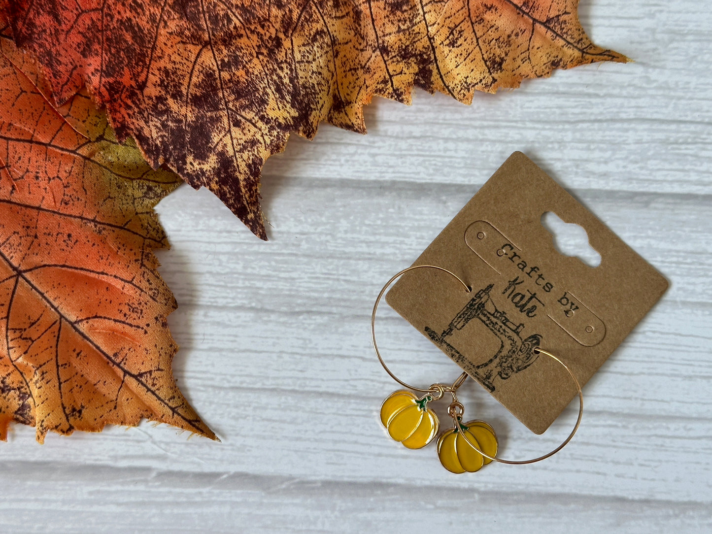 Handcrafted Halloween Pumpkins Silver Plated Hoop Earrings