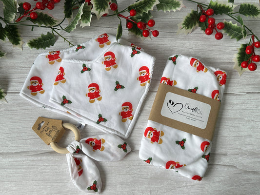 Cotton & Terry Towelling Baby Sets - Gingerbread Santa Claus