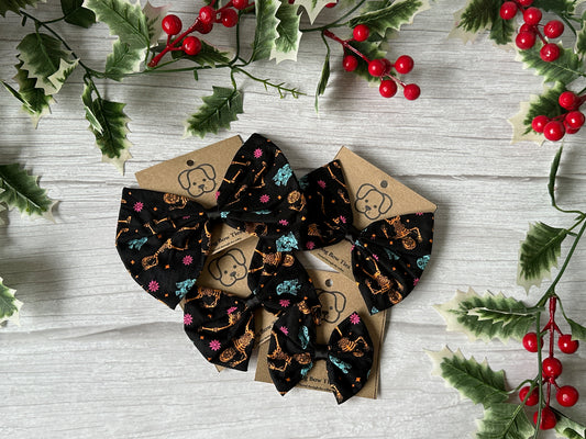 Cotton Pet Bow with collar attachment - Christmas Star Wars