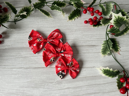 Cotton Pet Bow with collar attachment - Santa Paws