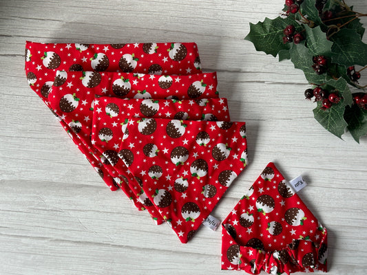 Cotton Pet Scrunchie Bandana - Christmas Pudding