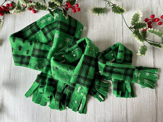 Polar Cotton Fleece Pet Scarf -  Christmas Green