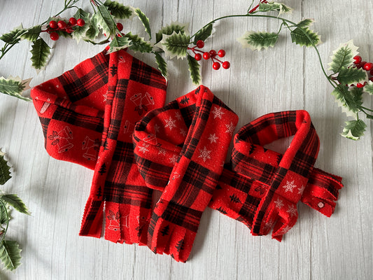 Polar Cotton Fleece Pet Scarf -  Christmas Red