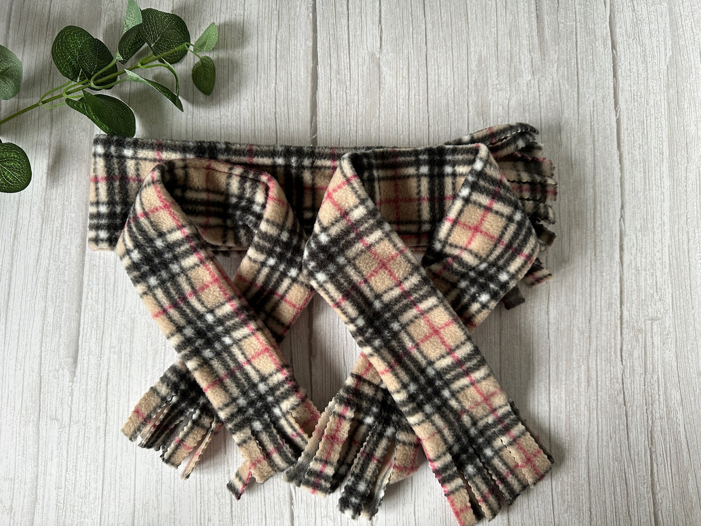 Polar Cotton Fleece Pet Scarf - Brown Tartan