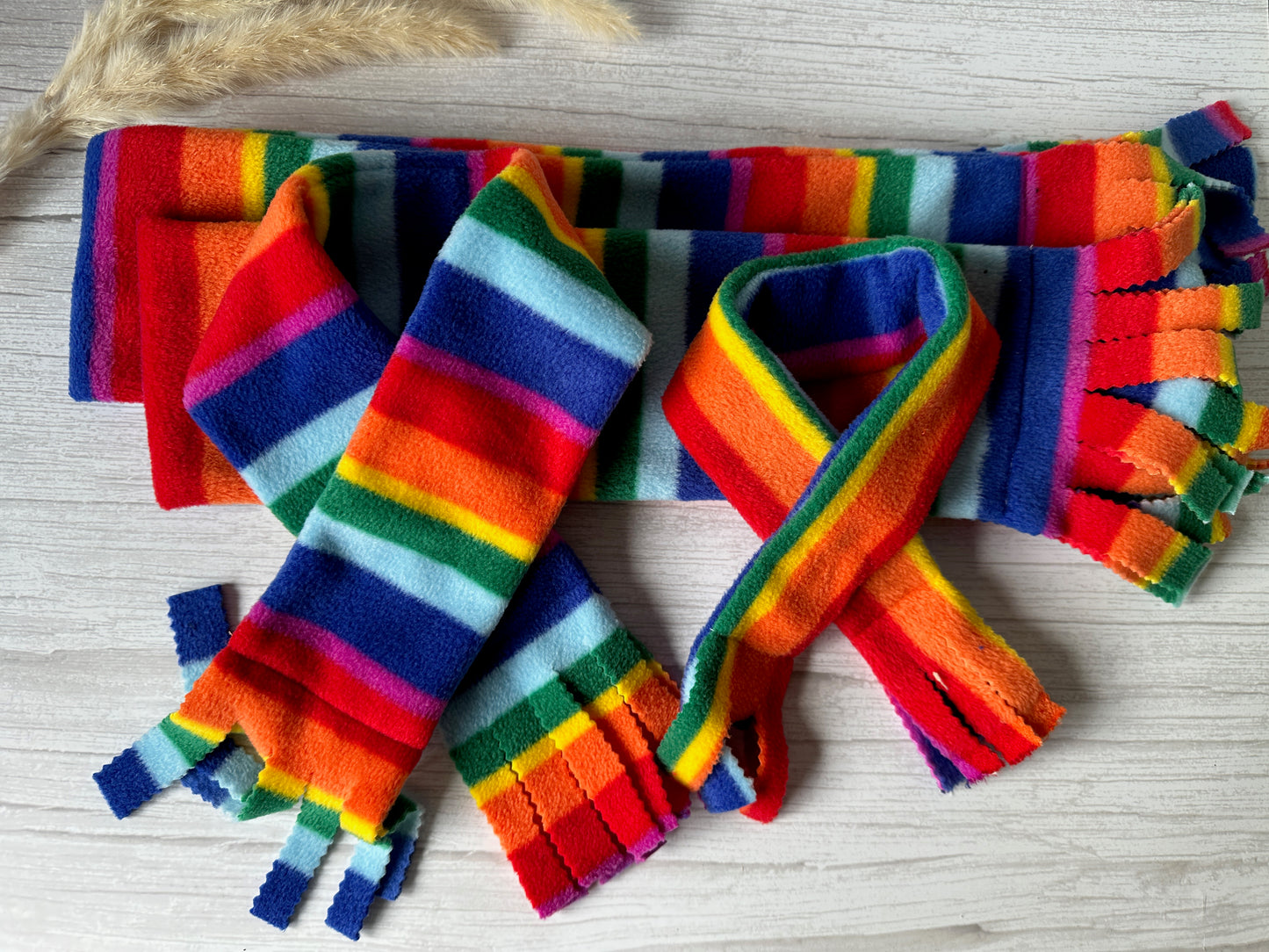 Polar Cotton Fleece Pet Scarf - Rainbow Stripes