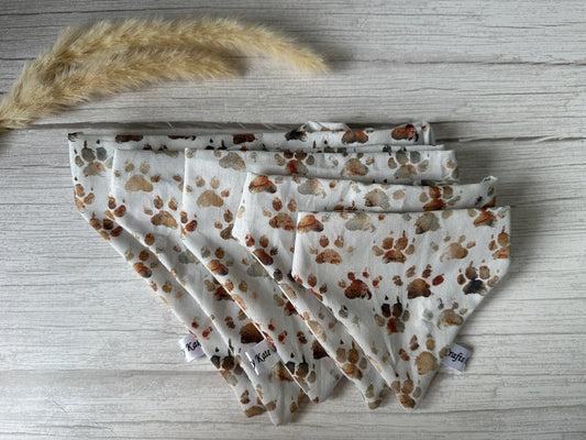 Cotton Pet Scrunchie Bandana - Caveman Paw Print