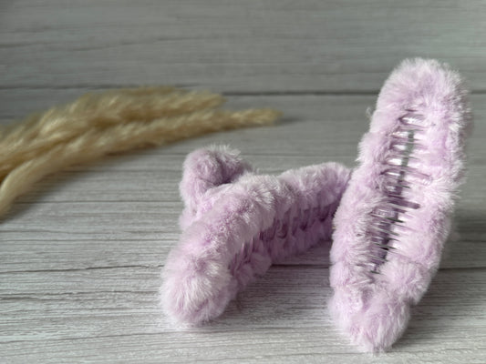 Fluffy Hair Claw Clip - Lavender Purple