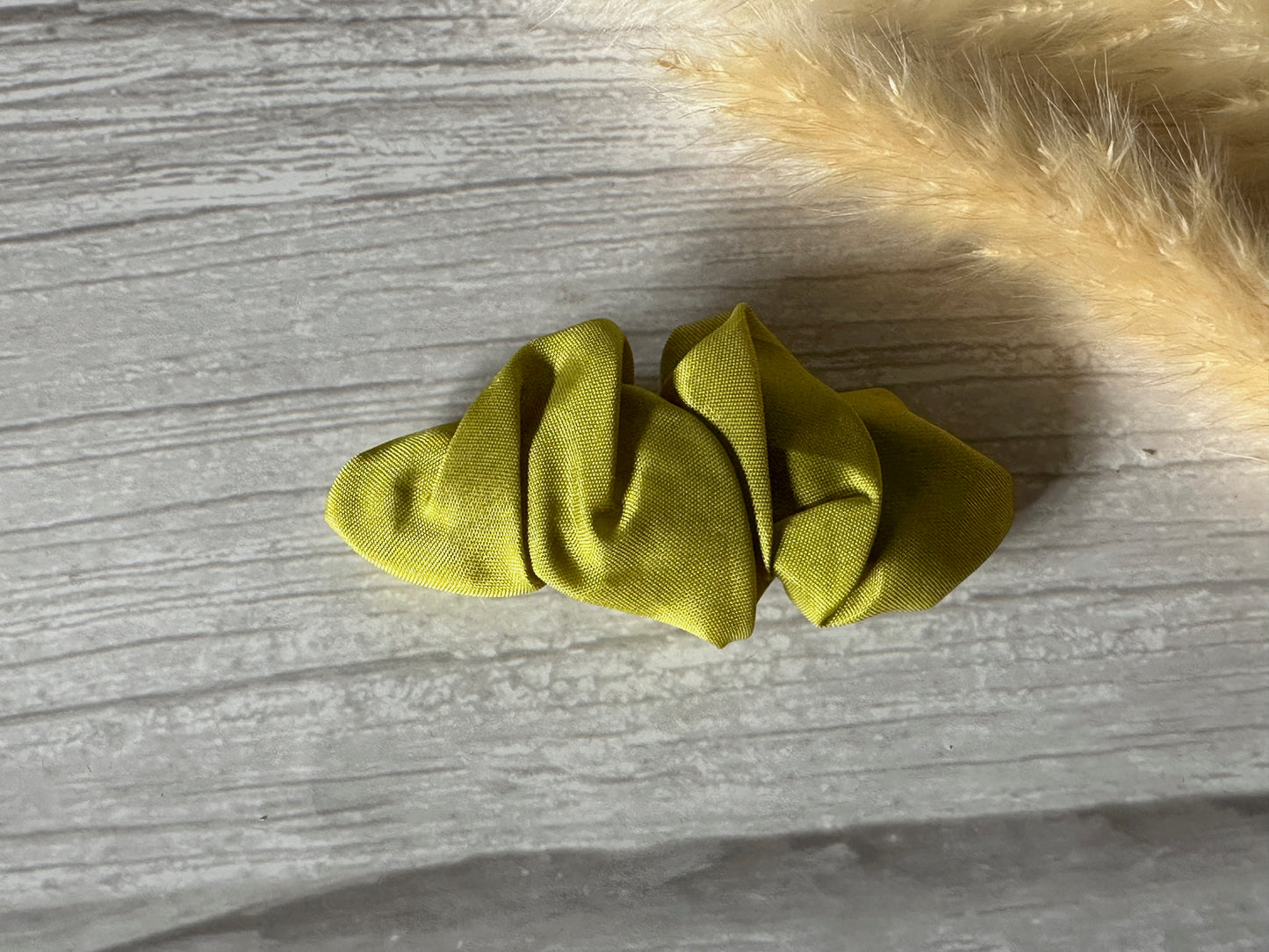 Silk French Barrette Scrunchie Clip - Lime Green