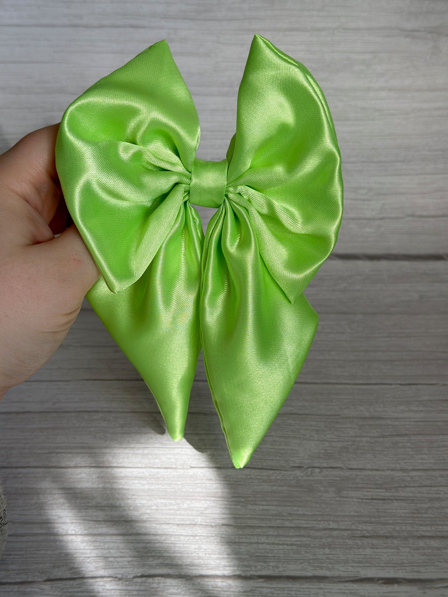 Silk Sailor Bow Clip - Lime Green