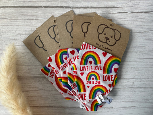 Cotton Pet Bandana with collar attachment - Love is Love