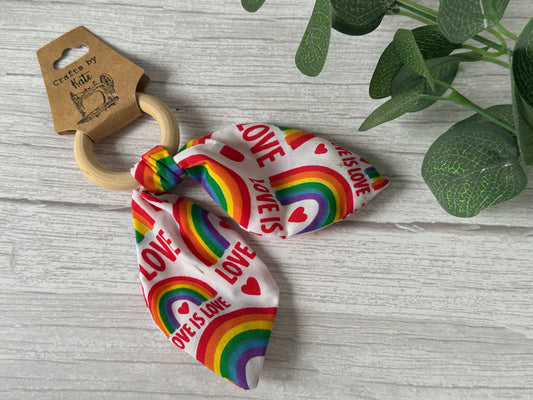 Cotton & Bamboo Baby Teething Rattle - Love is Love