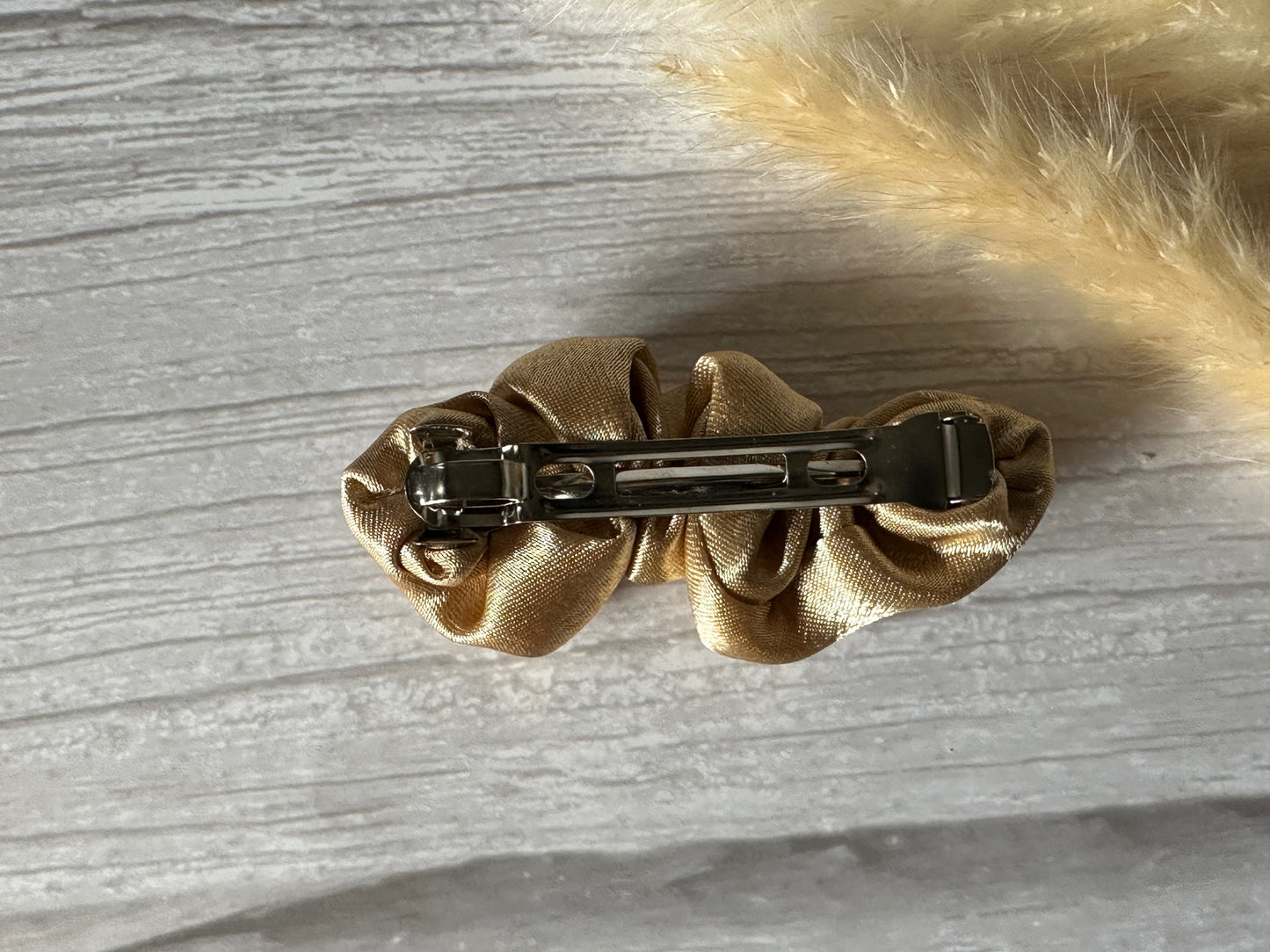 Silk French Barrette Scrunchie Clip - Luxury Gold