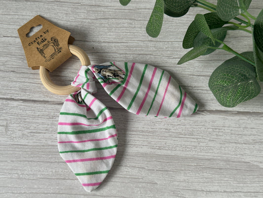 Cotton & Bamboo Baby Teething Rattle - Peter Rabbit Stripes