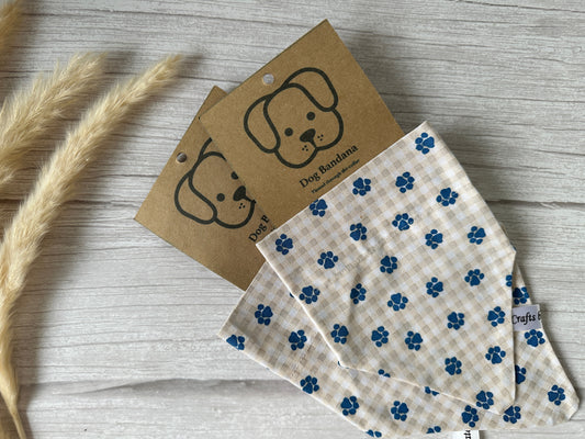 Cotton Pet Bandana with collar attachment - Picnic Blue