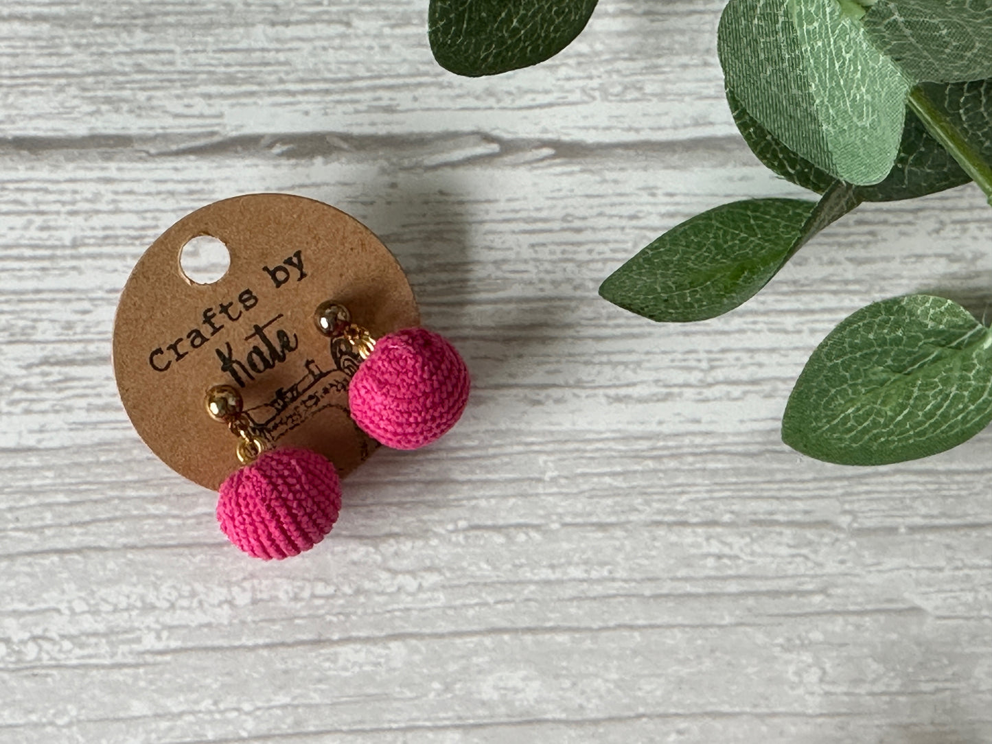 Handcrafted Fabric Pom Pom Stud Earrings