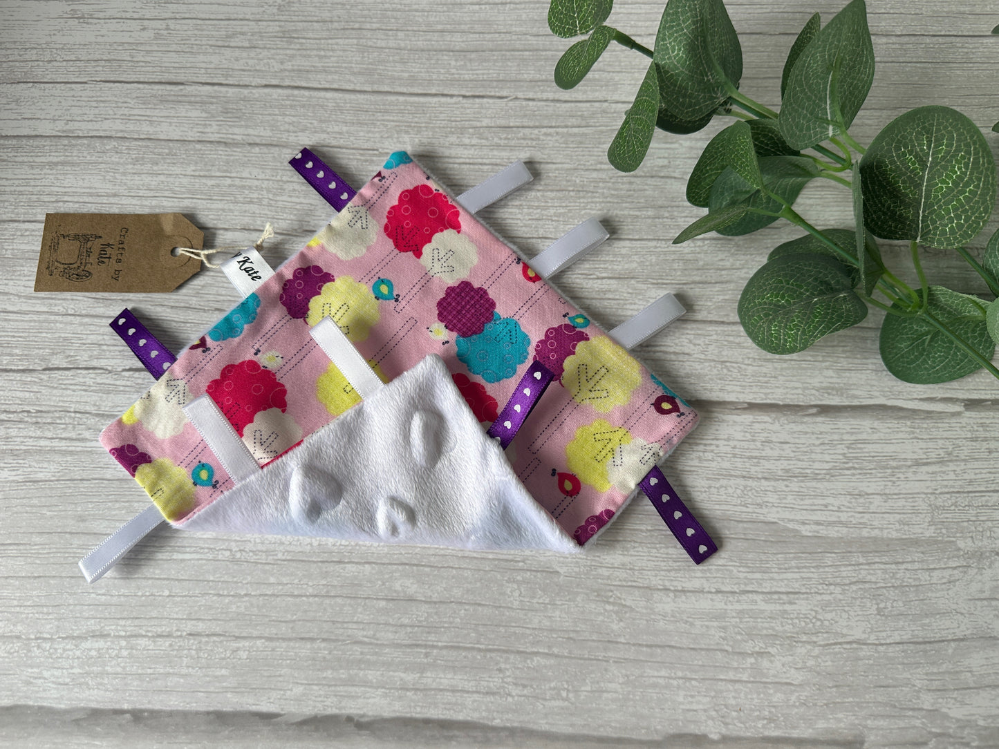 Cotton & Dimple Fleece Baby Taggy Comfort Blanket - Pink Forest