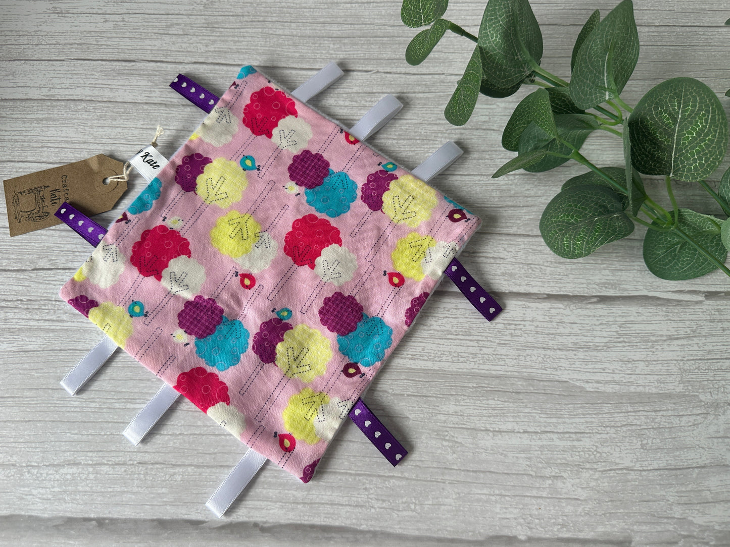 Cotton & Dimple Fleece Baby Taggy Comfort Blanket - Pink Forest