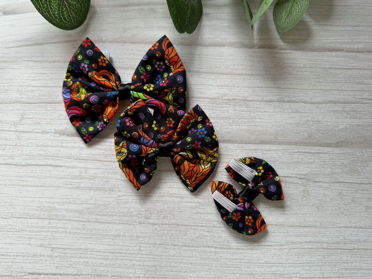 Cotton Pet Bow with collar attachment - Rainbow Cats