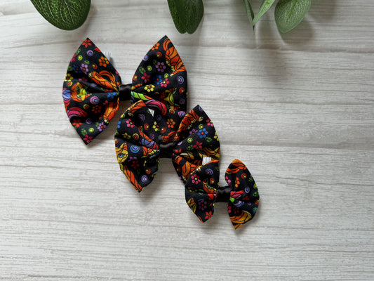 Cotton Pet Bow with collar attachment - Rainbow Cats