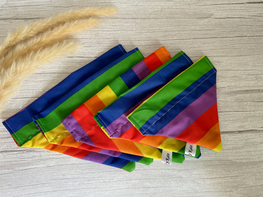 Cotton Pet Bandana with collar attachment - Rainbow Stripes