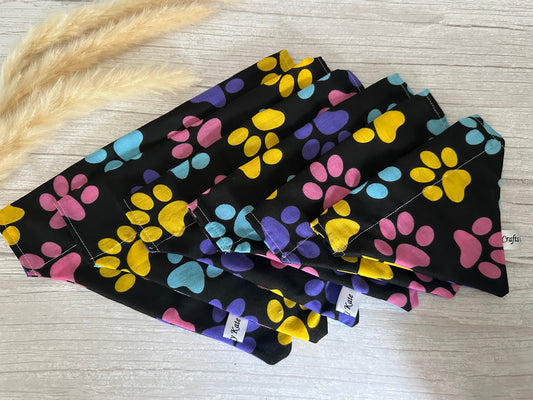 Cotton Pet Bandana with collar attachment - Rainbow Paws