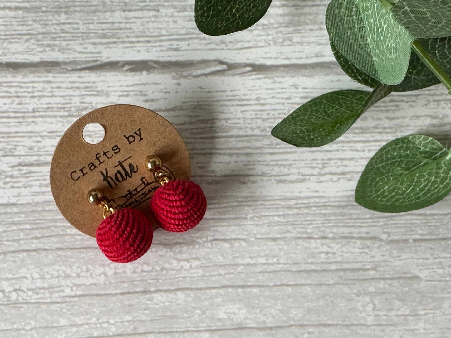 Handcrafted Fabric Pom Pom Stud Earrings