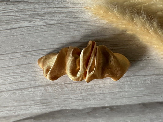 Silk French Barrette Scrunchie Clip - Rich Gold