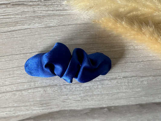 Silk French Barrette Scrunchie Clip - Royal Blue