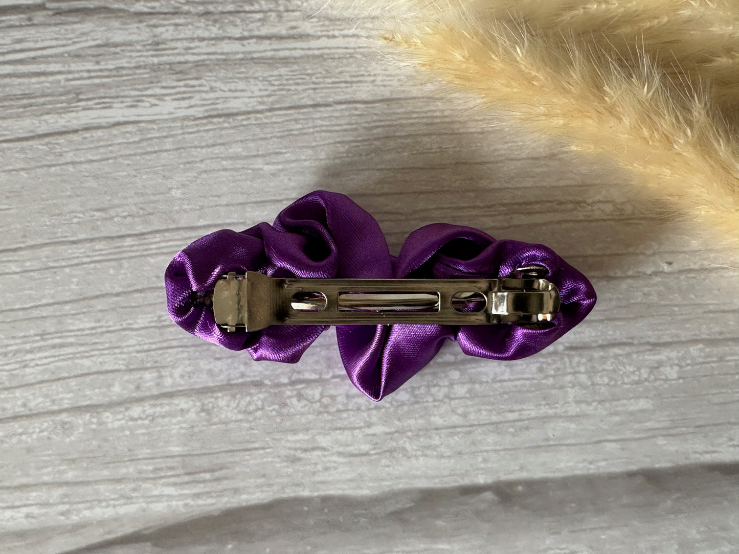 Silk French Barrette Scrunchie Clip - Royal Purple