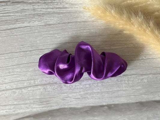 Silk French Barrette Scrunchie Clip - Royal Purple