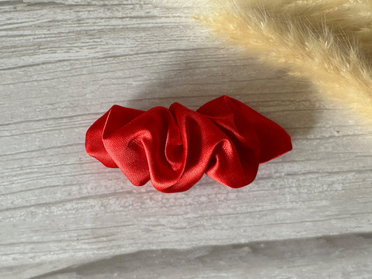 Silk French Barrette Scrunchie Clip - Ruby Red