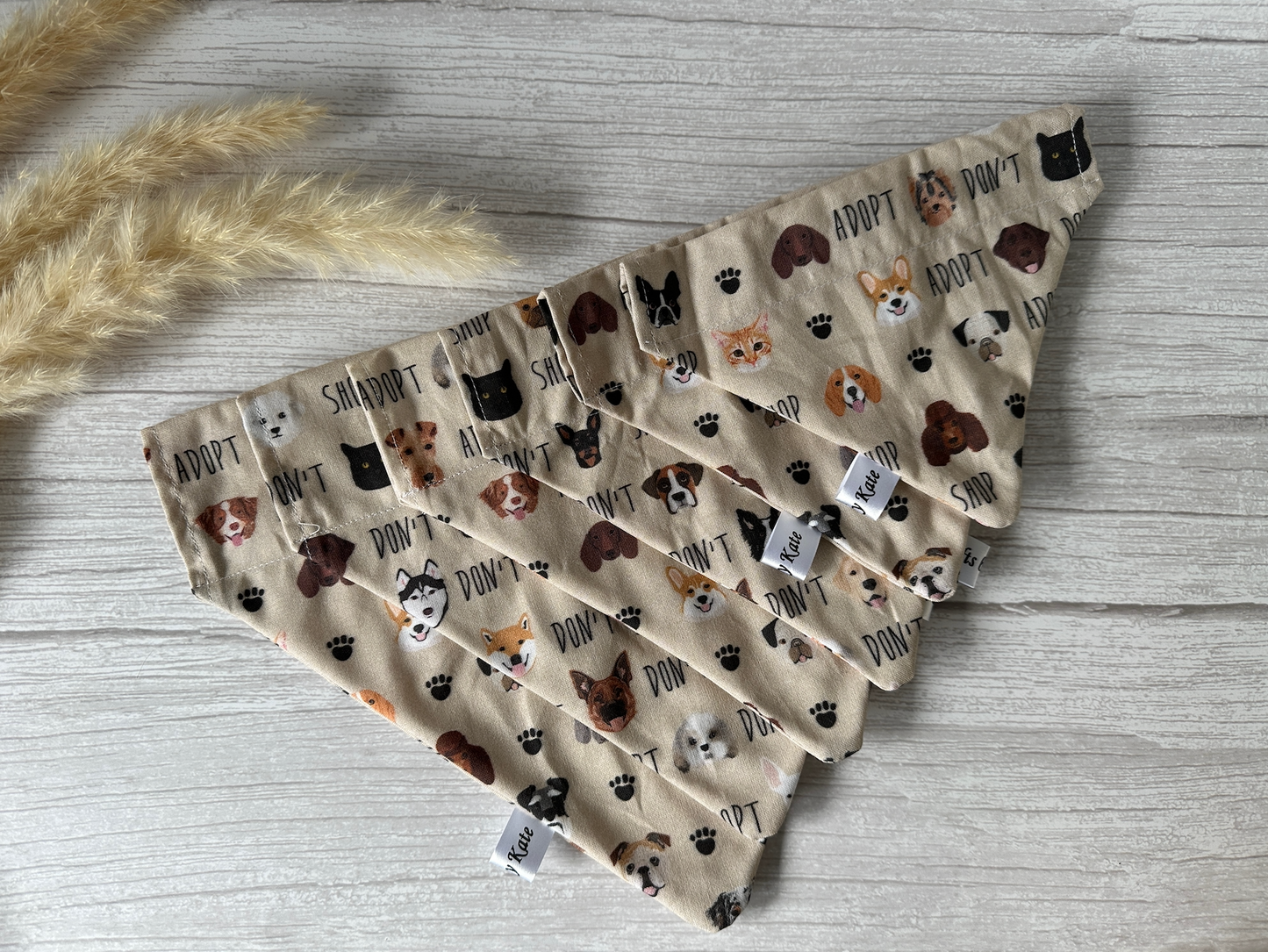 Cotton Pet Bandana with collar attachment - Adopt don’t shop