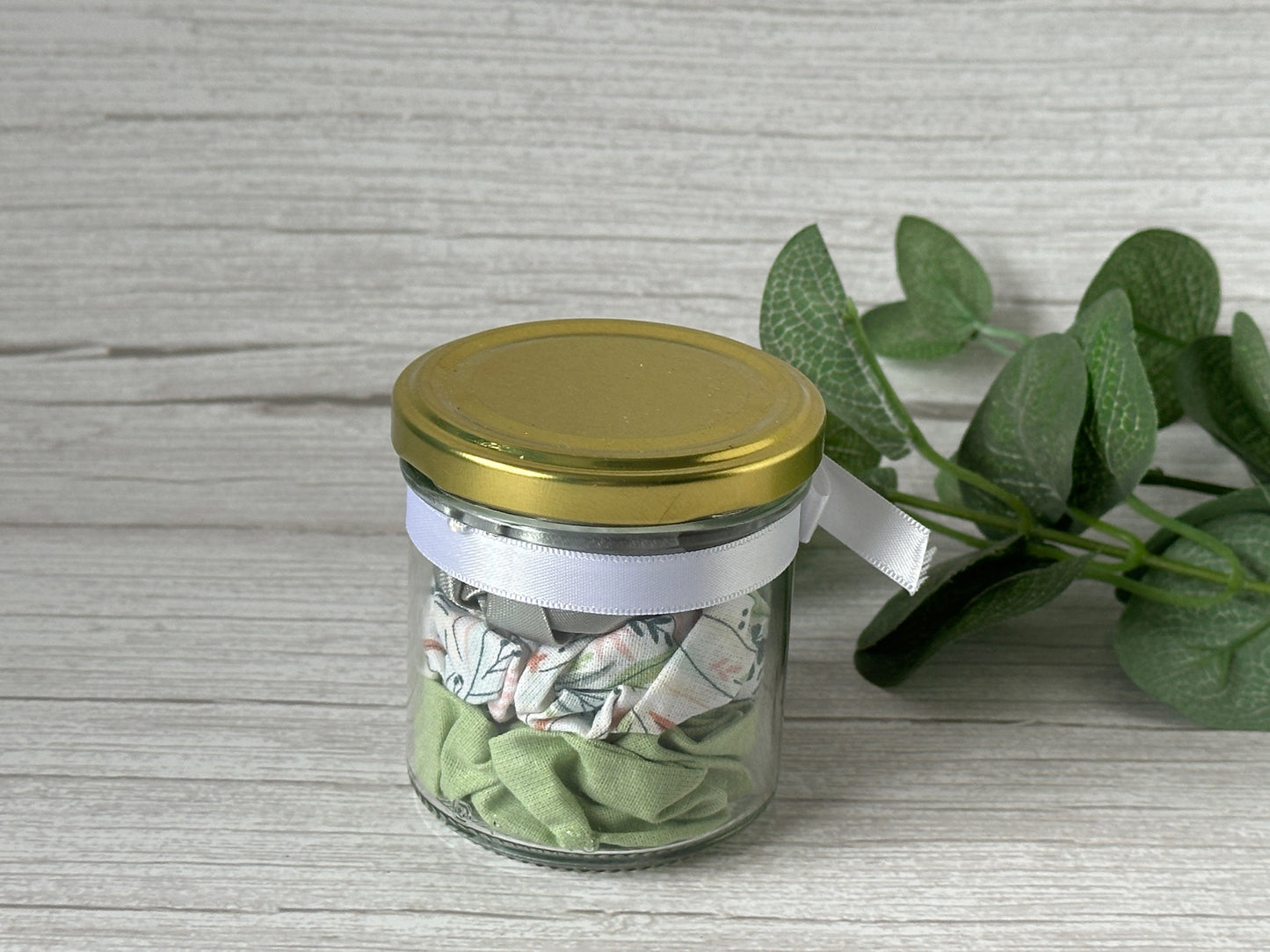 Handcrafted Cotton & Silk Scrunchie Jam Jars