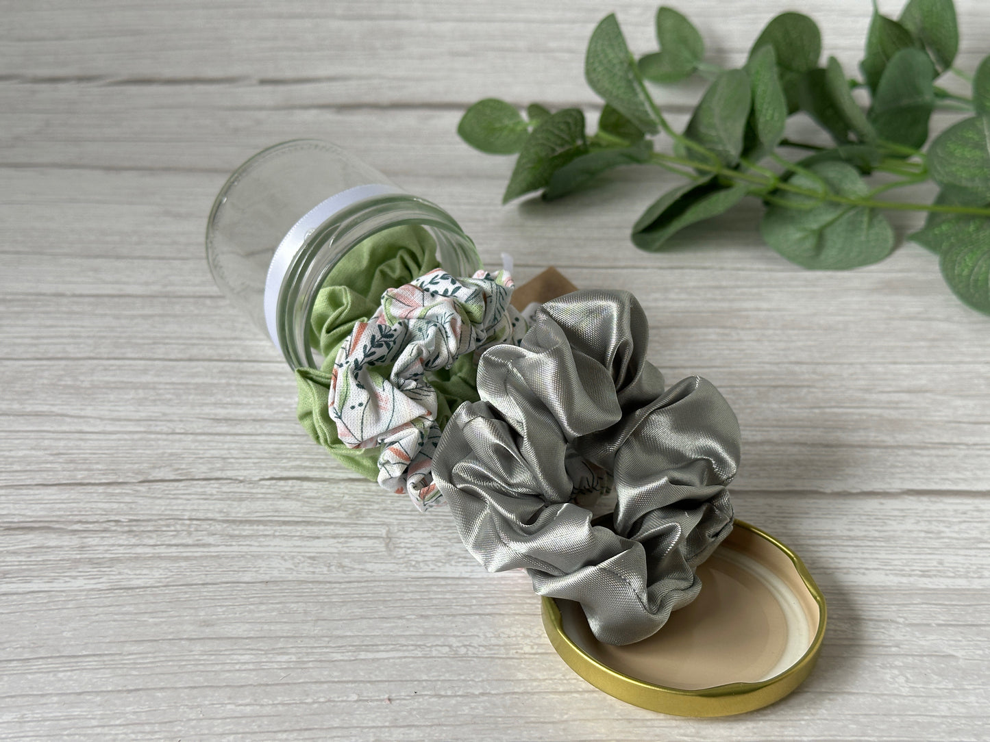 Handcrafted Cotton & Silk Scrunchie Jam Jars