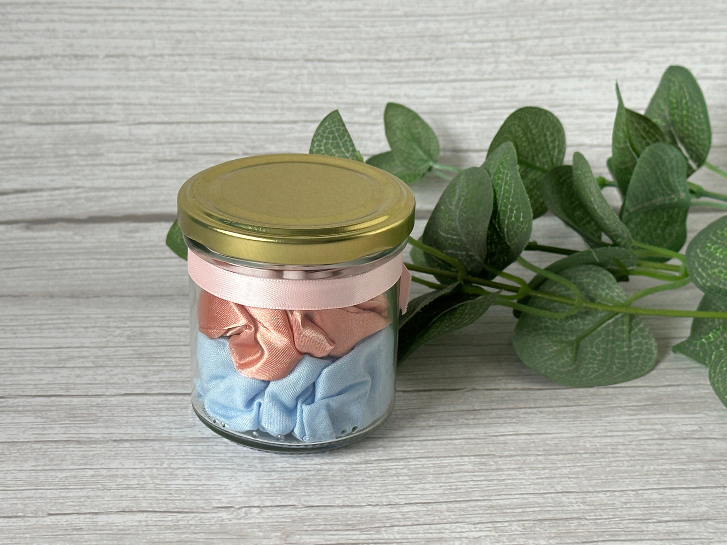 Handcrafted Cotton & Silk Scrunchie Jam Jars