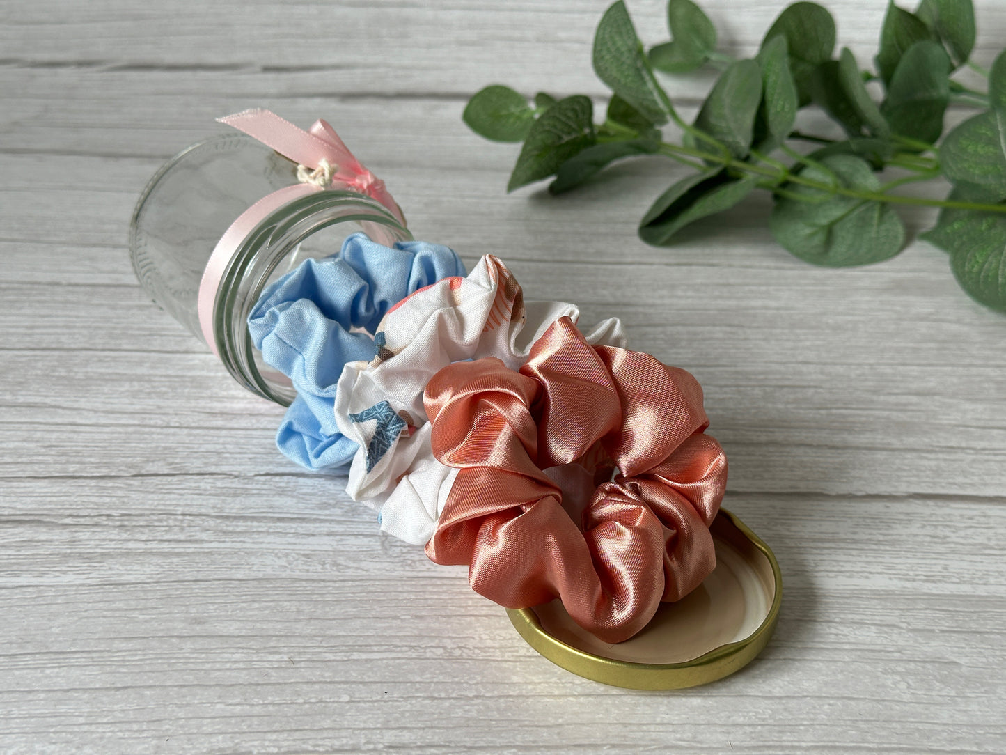 Handcrafted Cotton & Silk Scrunchie Jam Jars