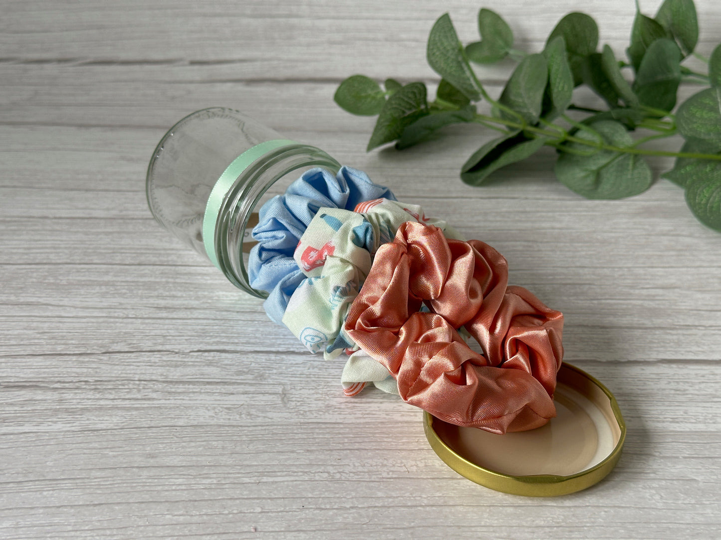 Handcrafted Cotton & Silk Scrunchie Jam Jars