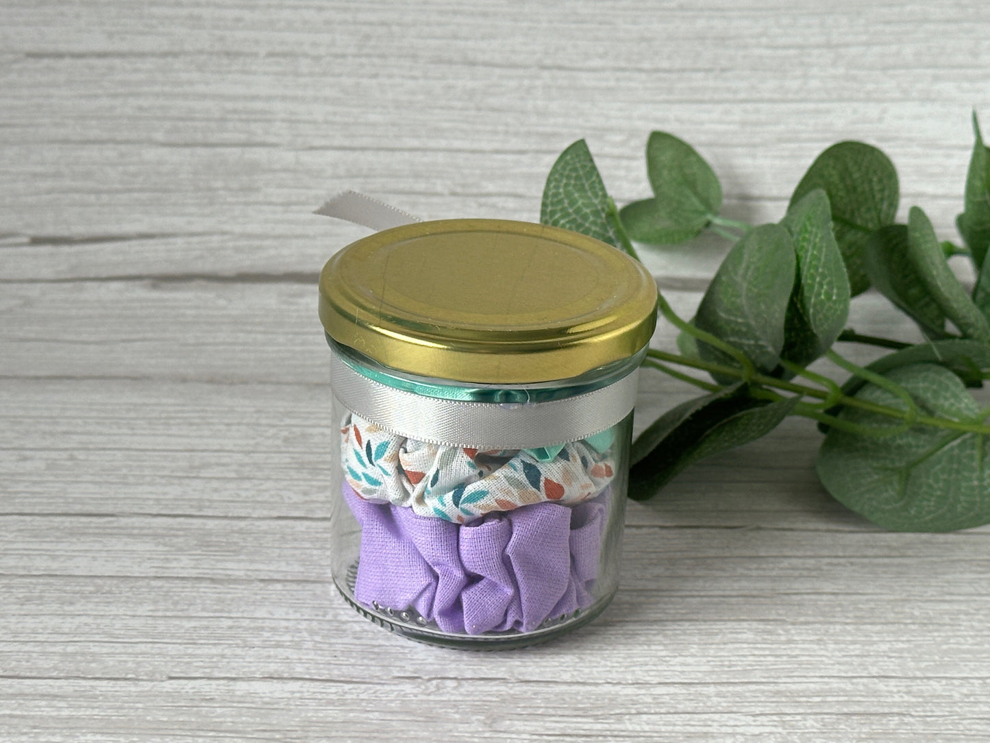 Handcrafted Cotton & Silk Scrunchie Jam Jars