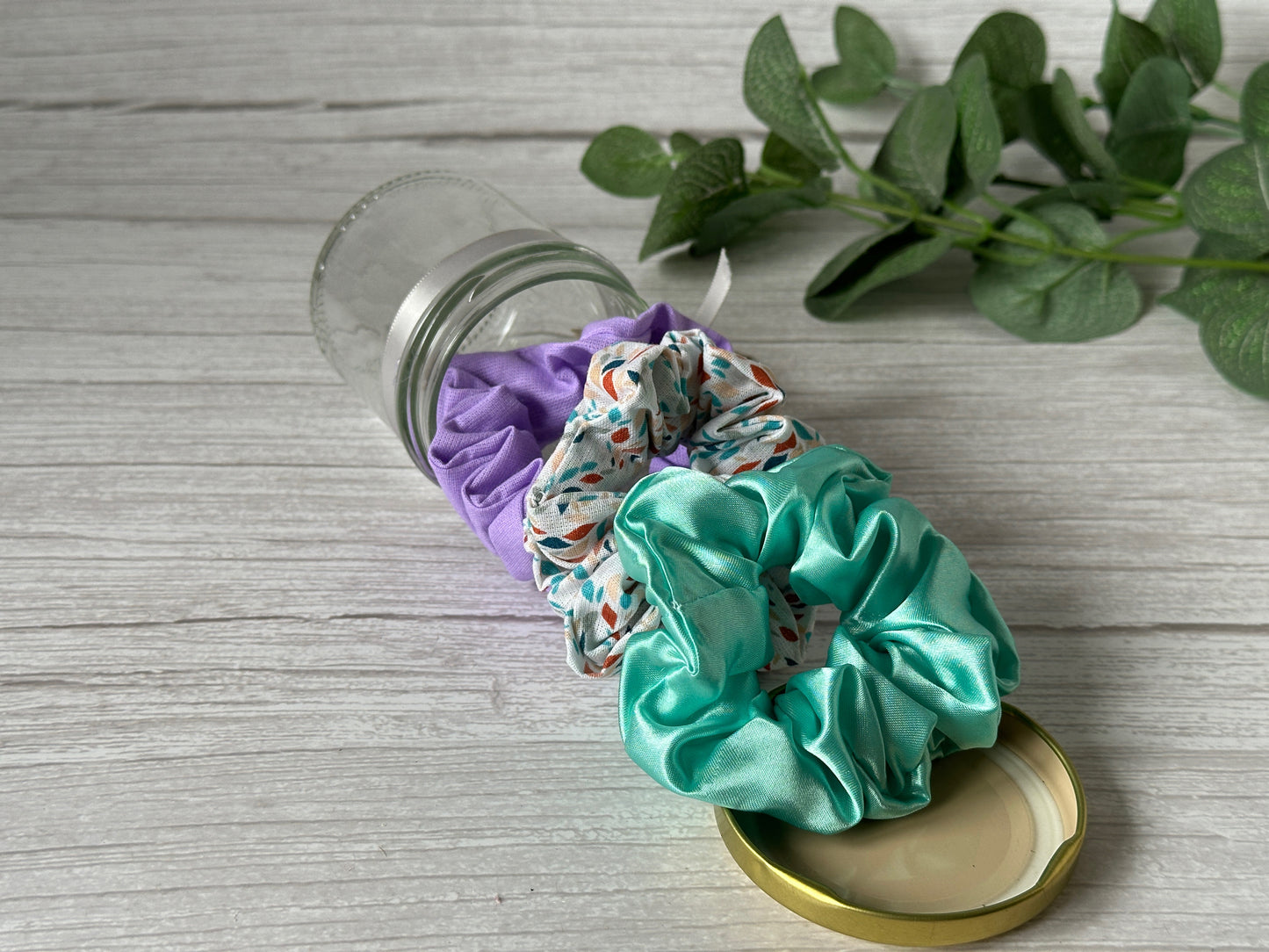 Handcrafted Cotton & Silk Scrunchie Jam Jars