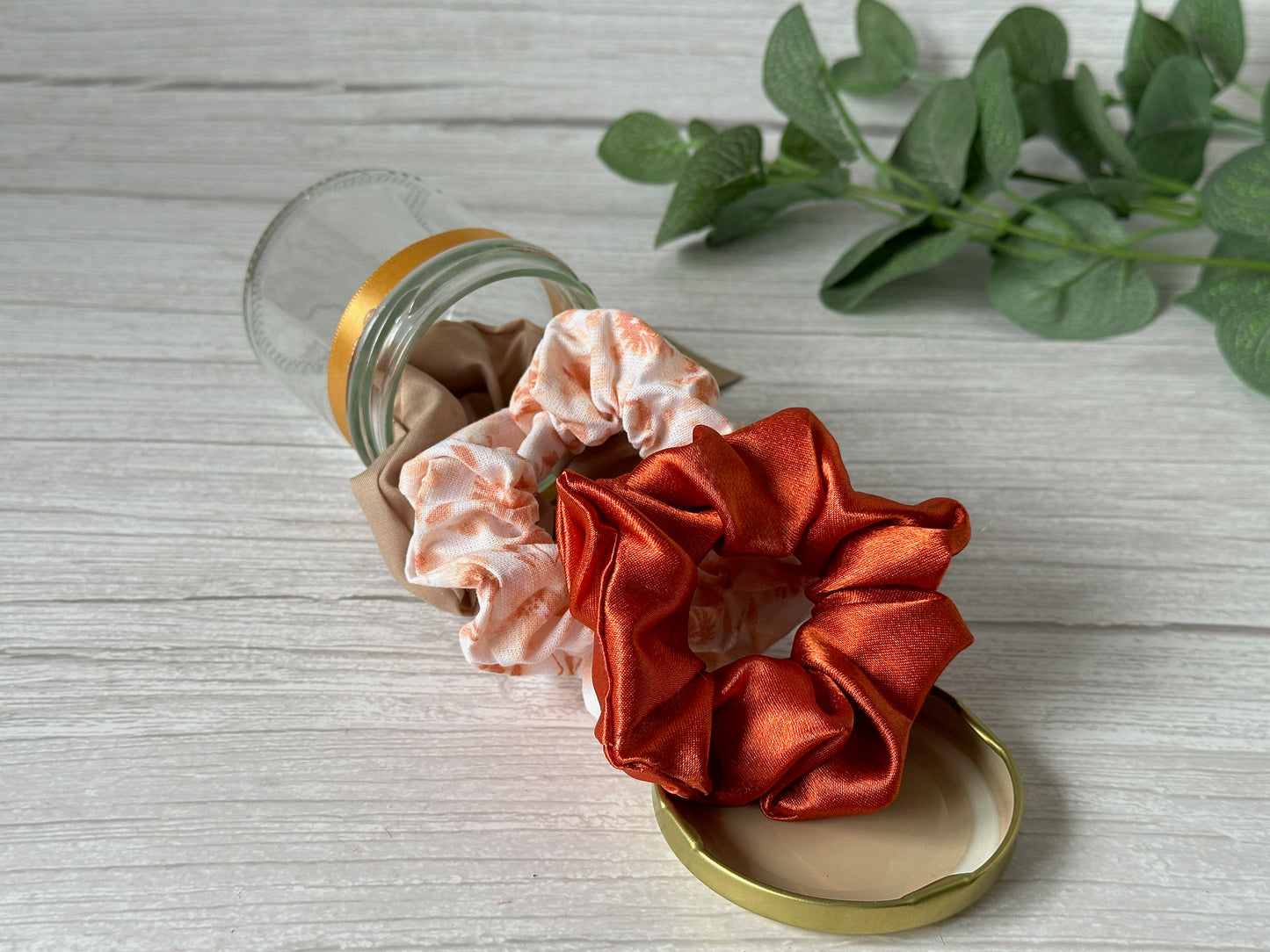 Handcrafted Cotton & Silk Scrunchie Jam Jars