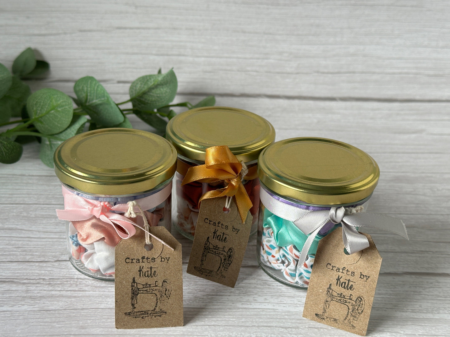 Handcrafted Cotton & Silk Scrunchie Jam Jars