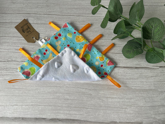 Cotton & Dimple Fleece Baby Taggy Comfort Blanket - Summer Fruits