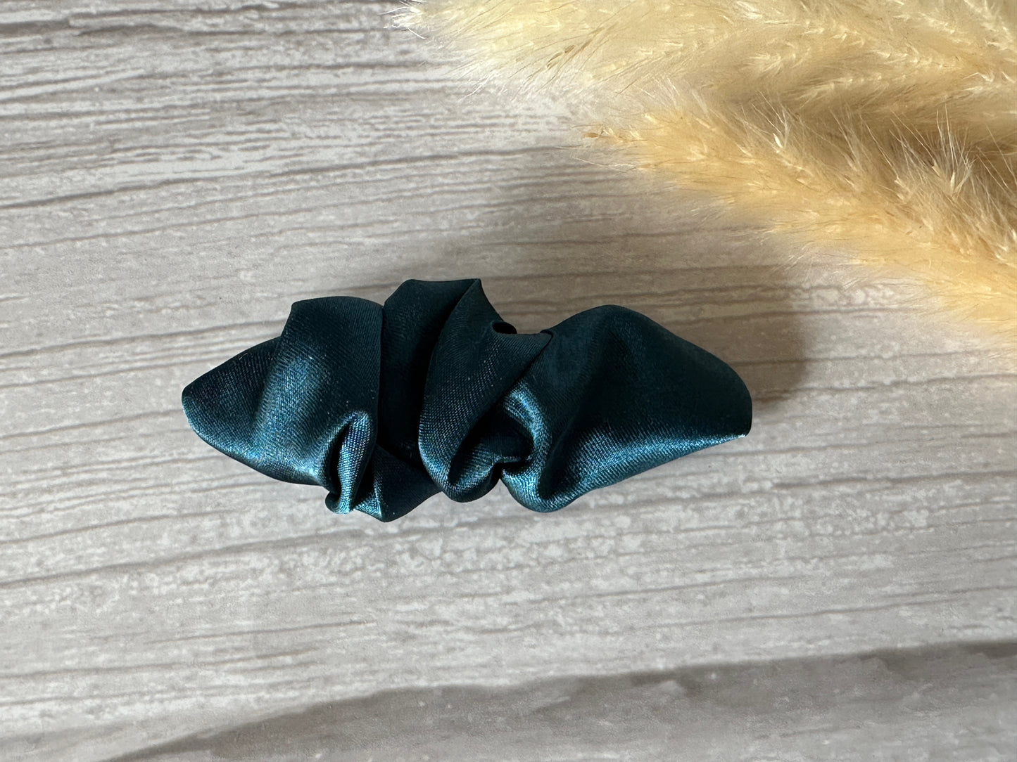 Silk French Barrette Scrunchie Clip - Teal Blue