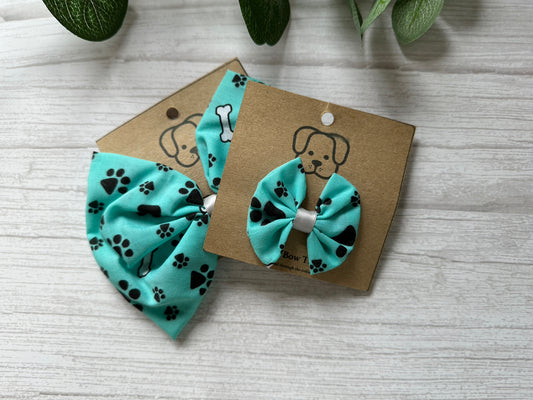 Cotton Pet Bow with collar attachment - Mint Paws