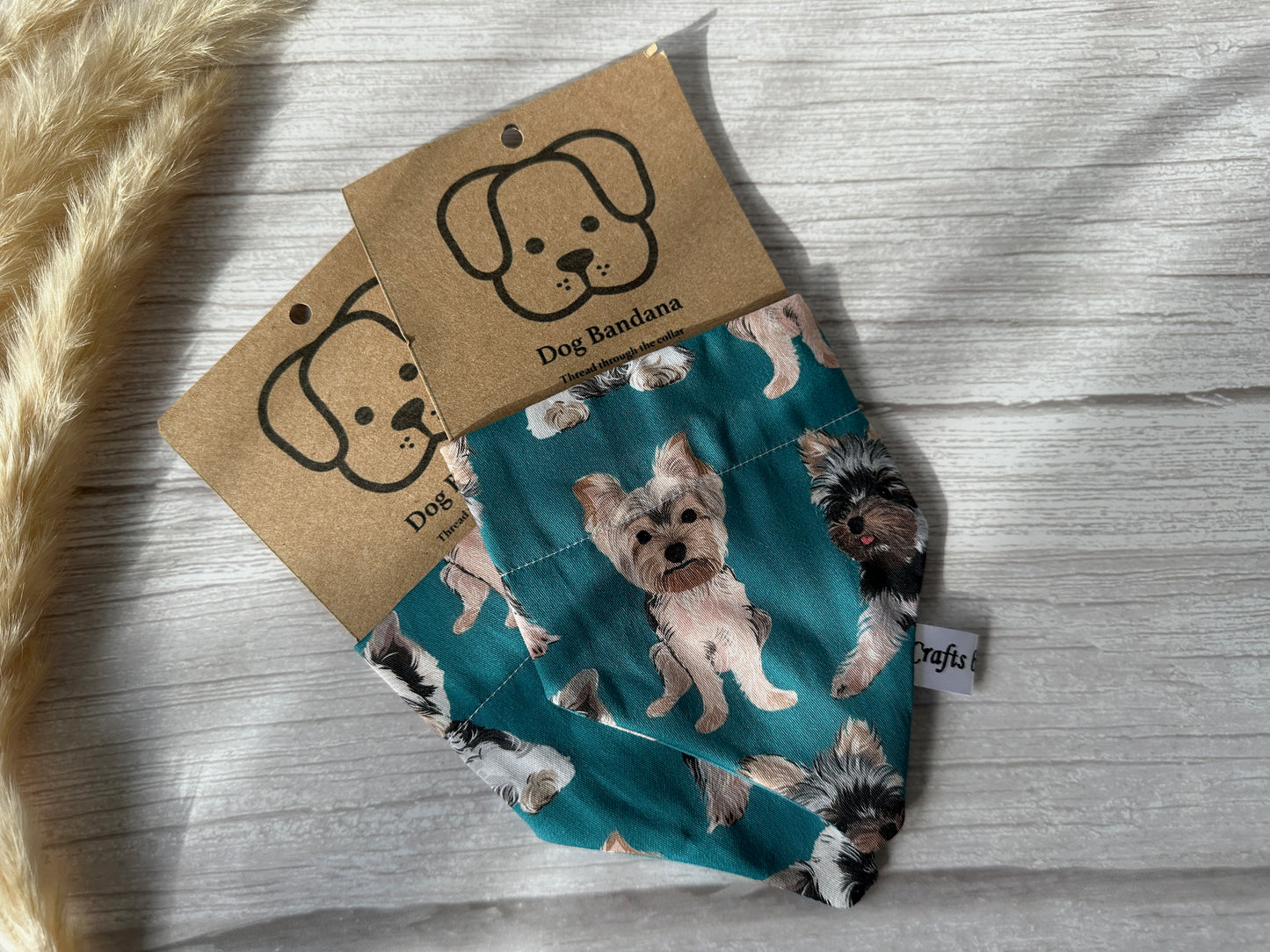 Cotton Pet Bandana with collar attachment - Yorkshire Terrier