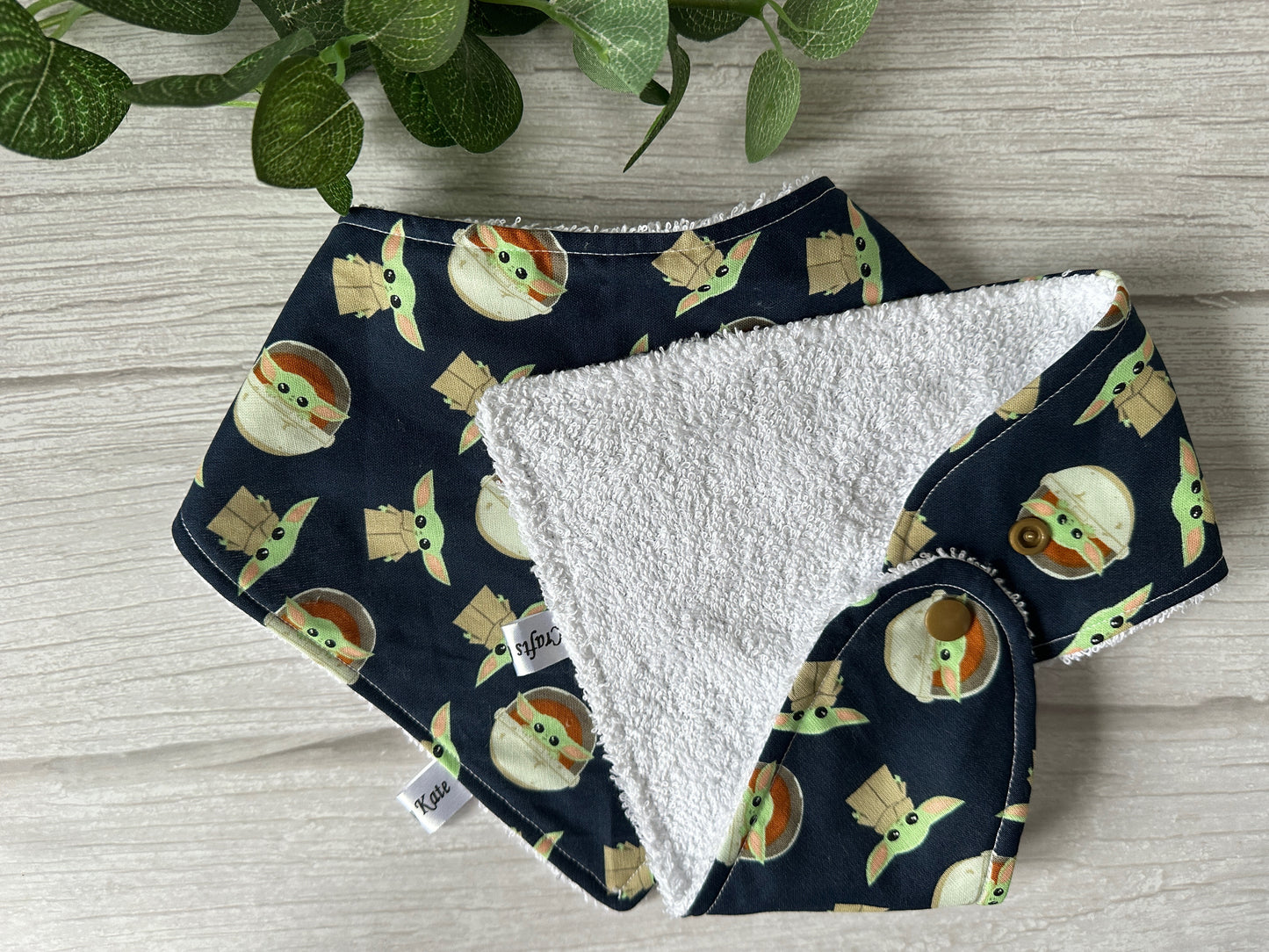 Cotton & Terry Towelling Baby Bandana Bib - Star Wars Baby Yoda