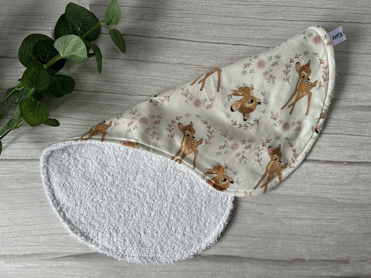 Cotton & Terry Towelling Baby Burping Cloth - Bambi